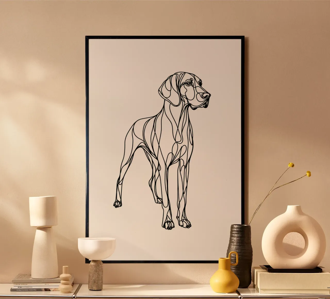 Chien Vizsla Dessin au trait poster de WijdevenDesign