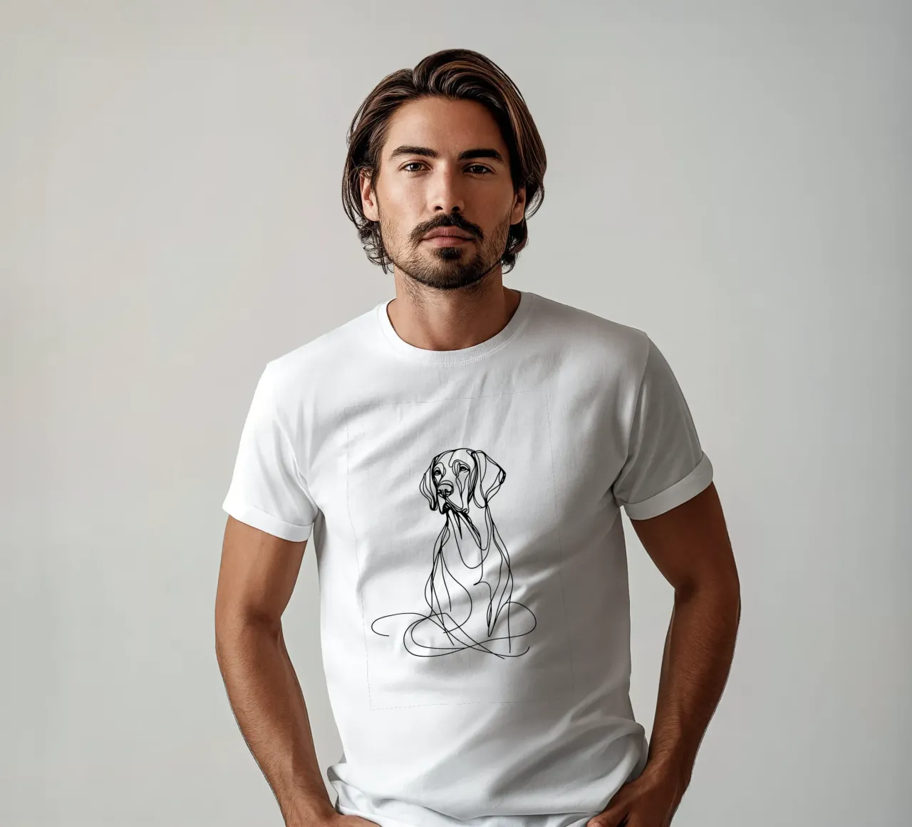 Vizsla Dog Line Art Drawing t-shirt by WijdevenDesign