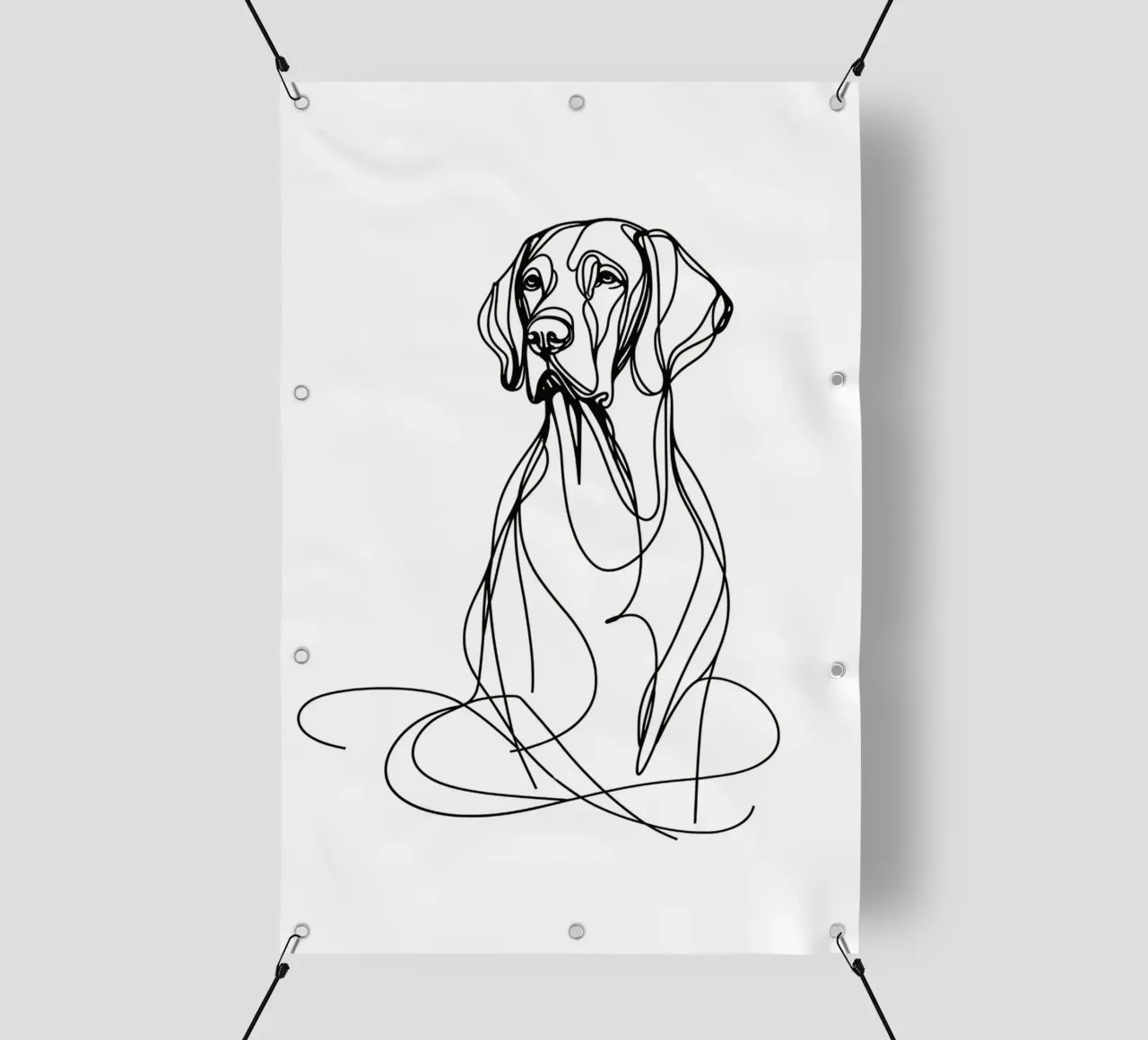 Disegno artistico lineare del cane Vizsla telo in pvc da WijdevenDesign