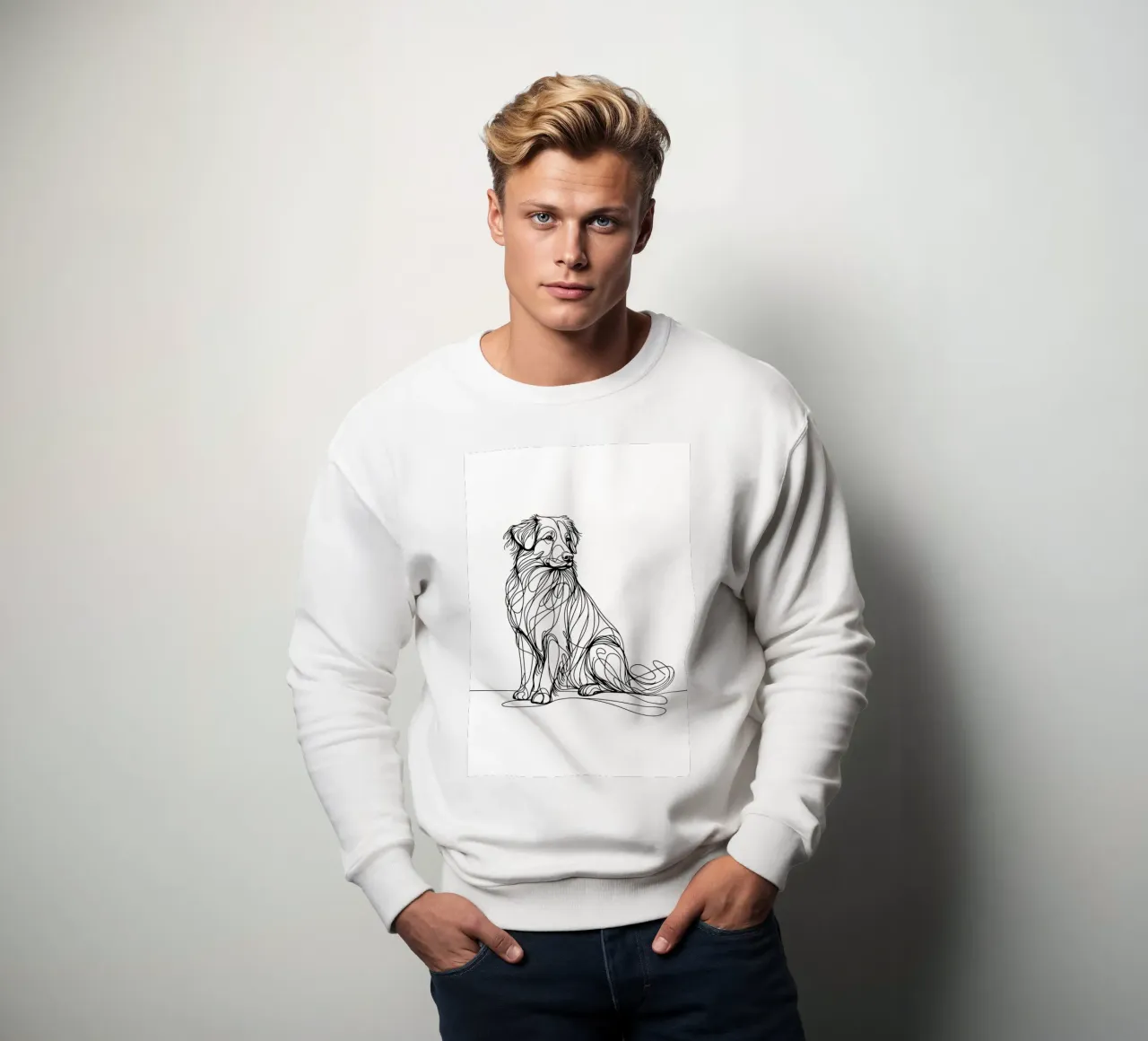 Nova Scotia Duck Tolling Retriever Hund Line Art Zeichnung Sweatshirt von WijdevenDesign
