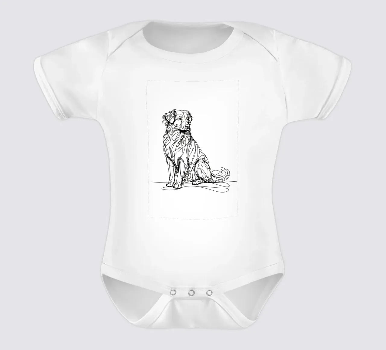 Nova Scotia Duck Tolling Retriever Dog Line Art Drawing short-sleeve baby romper by WijdevenDesign