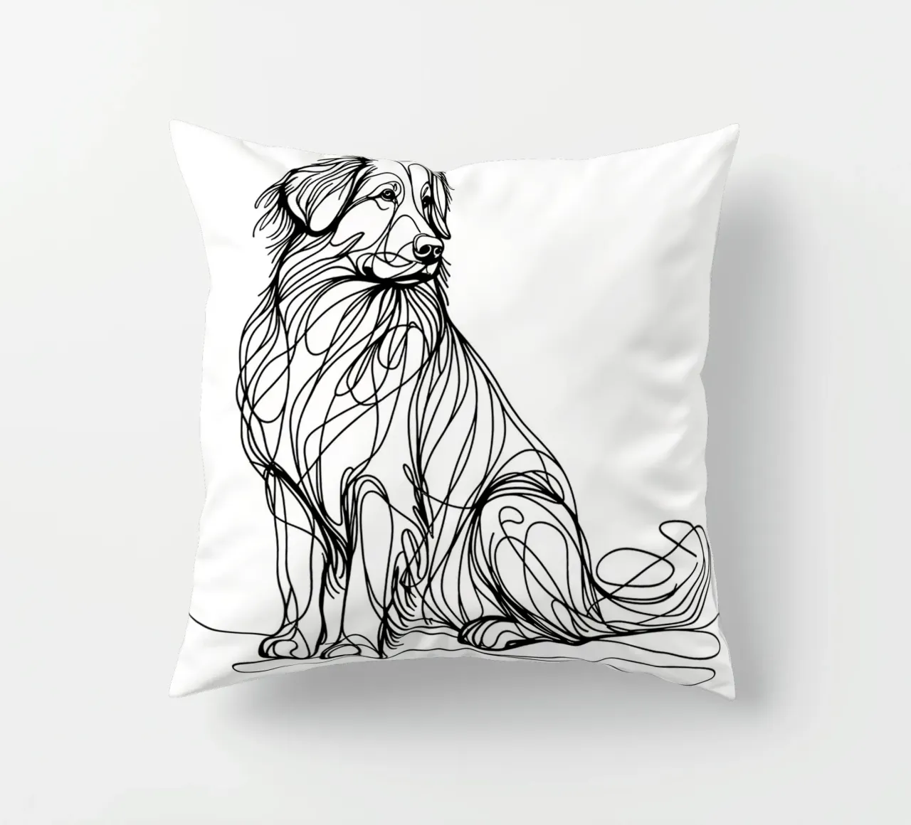 Nova Scotia Duck Tolling Retriever Dog Line Art Drawing decorative cushion by WijdevenDesign