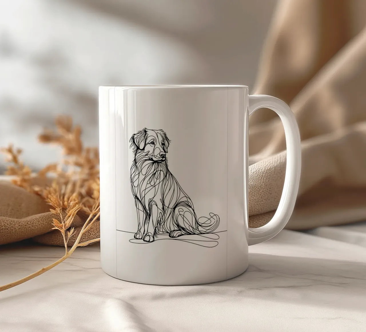 Nova Scotia Duck Tolling Retriever Dog Line Art Drawing ceramic mug by WijdevenDesign