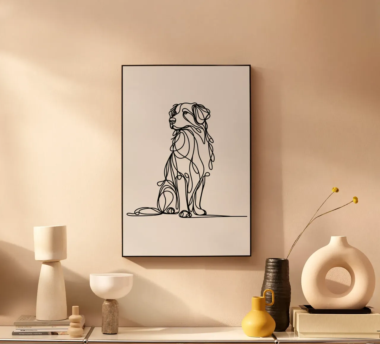 Nova Scotia Duck Tolling Retriever Dog Line Art Dibujo metacrilato de WijdevenDesign