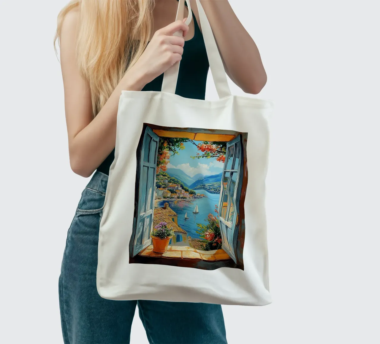 Matisse inspire Open Window "The View Unfolds" (La vue se perd) tote bag de Nikis Art Studio