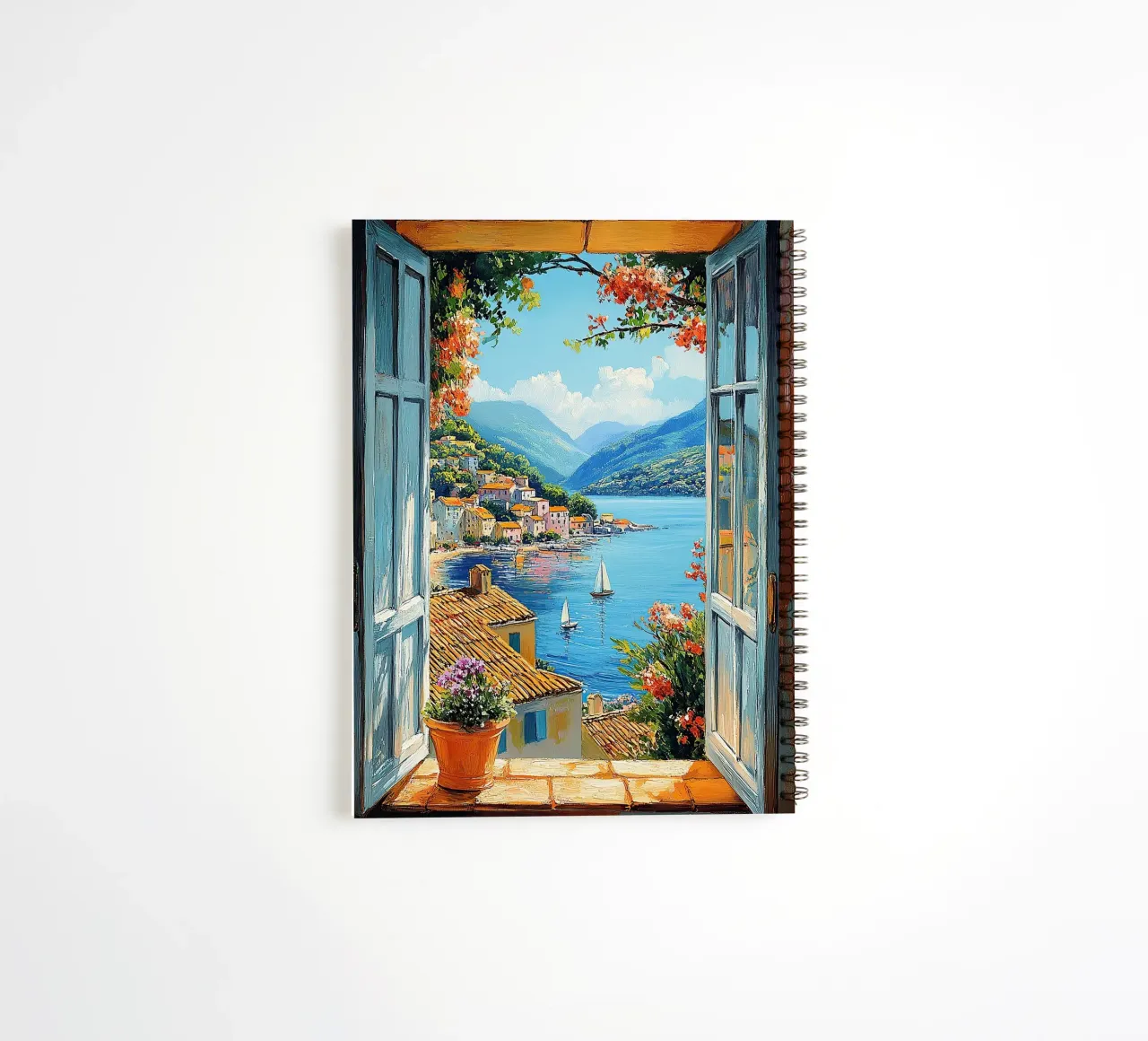 Matisse inspires Open Window "The View Unfolds" spiral notebook by Nikis Art Studio