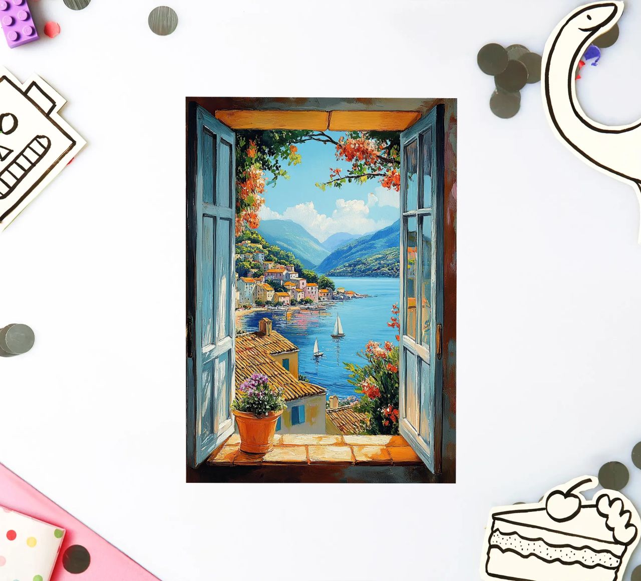 Matisse inspire Open Window "The View Unfolds" (La vue se perd) autocollant de Nikis Art Studio