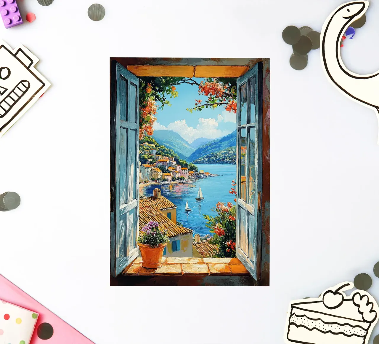 Matisse inspire Open Window "The View Unfolds" (La vue se perd) autocollant de Nikis Art Studio