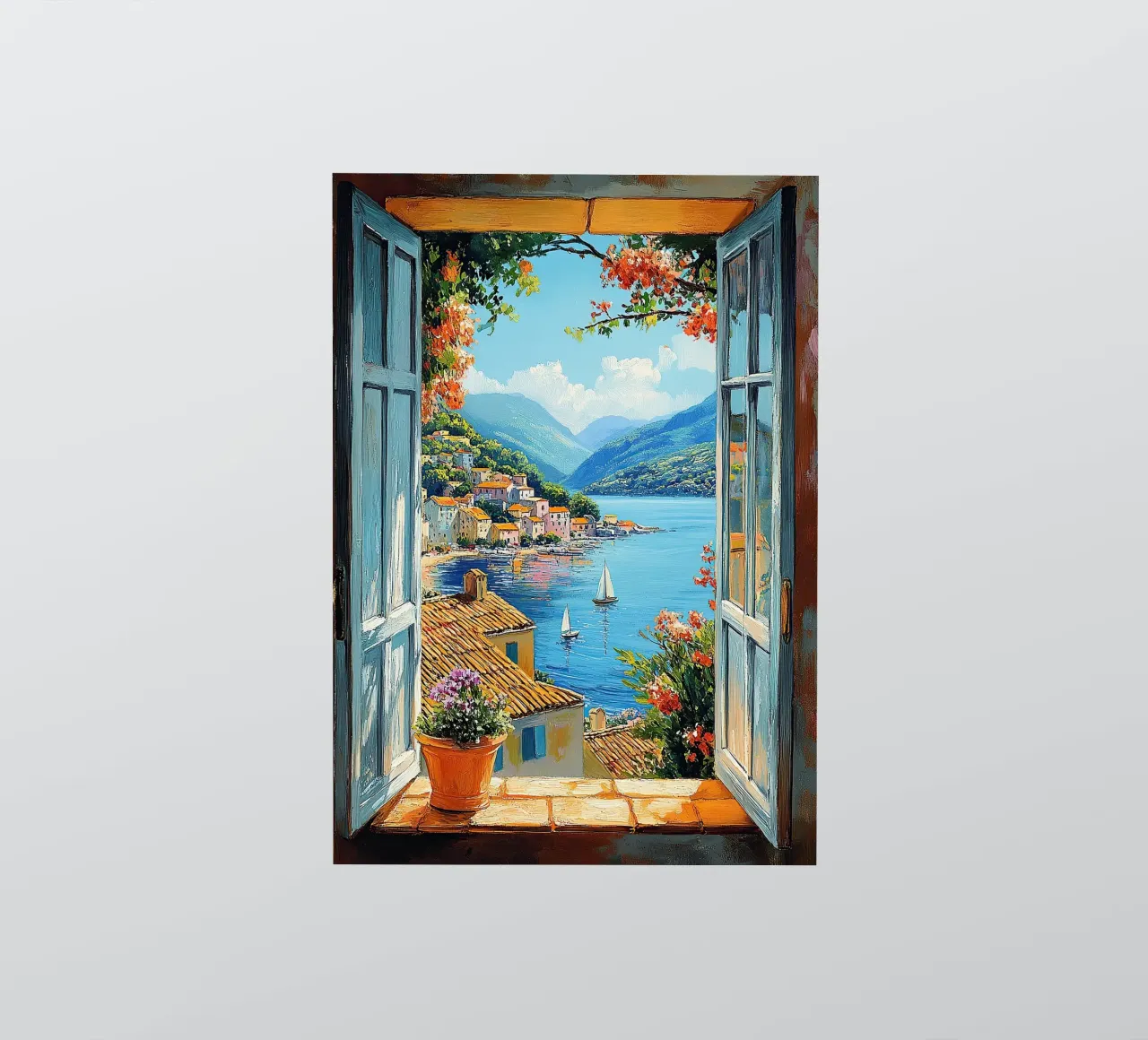 Matisse inspire Open Window "The View Unfolds" (La vue se perd) autocollant de Nikis Art Studio