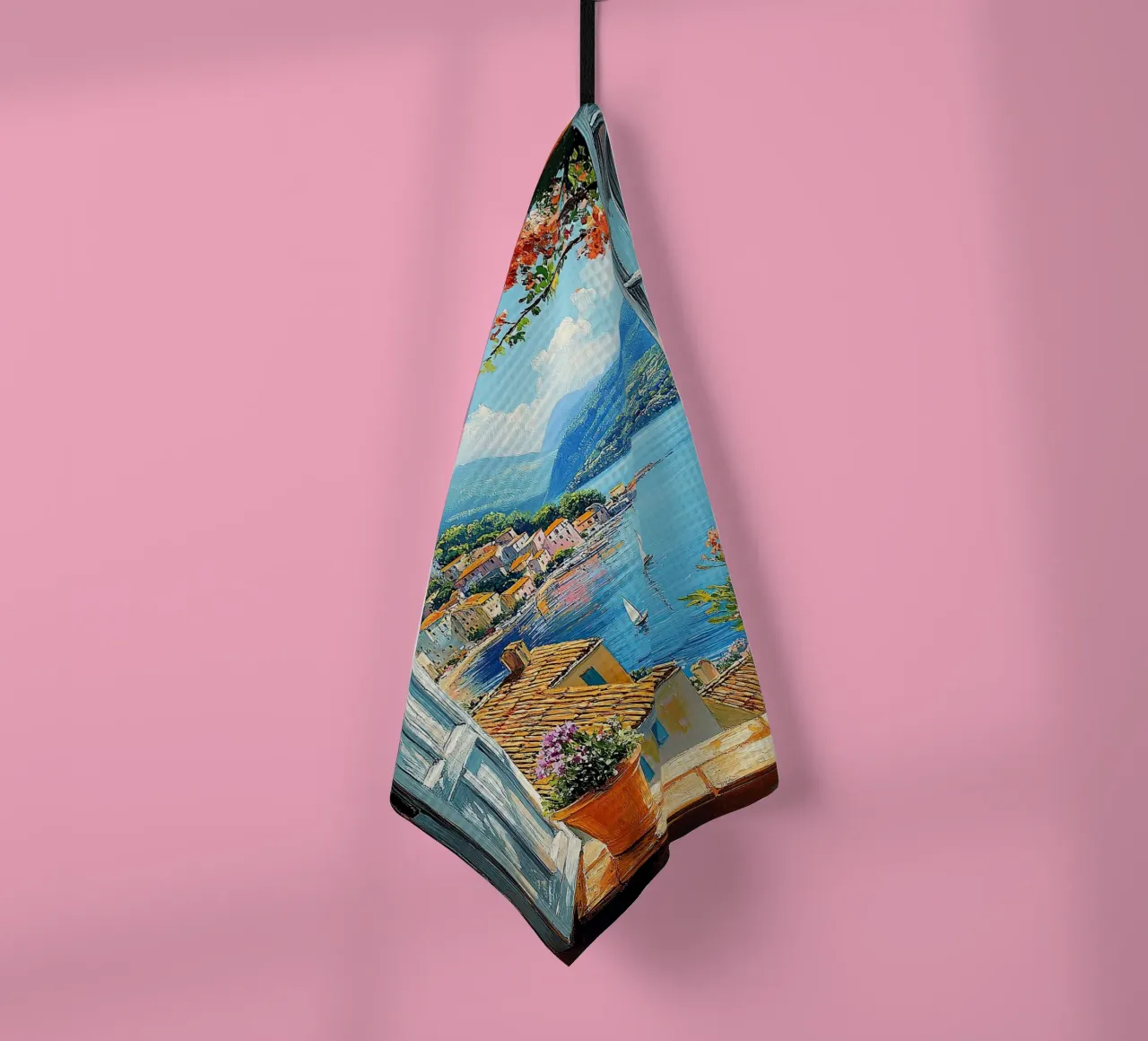 Matisse inspires Open Window "The View Unfolds" tea towel by Nikis Art Studio