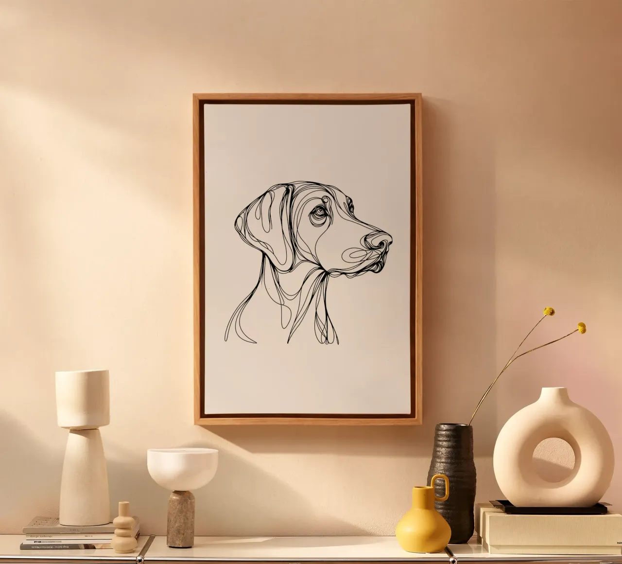 Disegno artistico del cane Weimaraner tela con Cornice a cassetta da WijdevenDesign