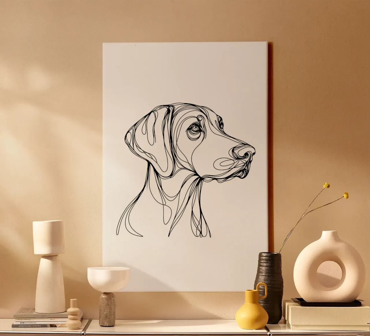 Disegno artistico del cane Weimaraner tela con Cornice a cassetta da WijdevenDesign