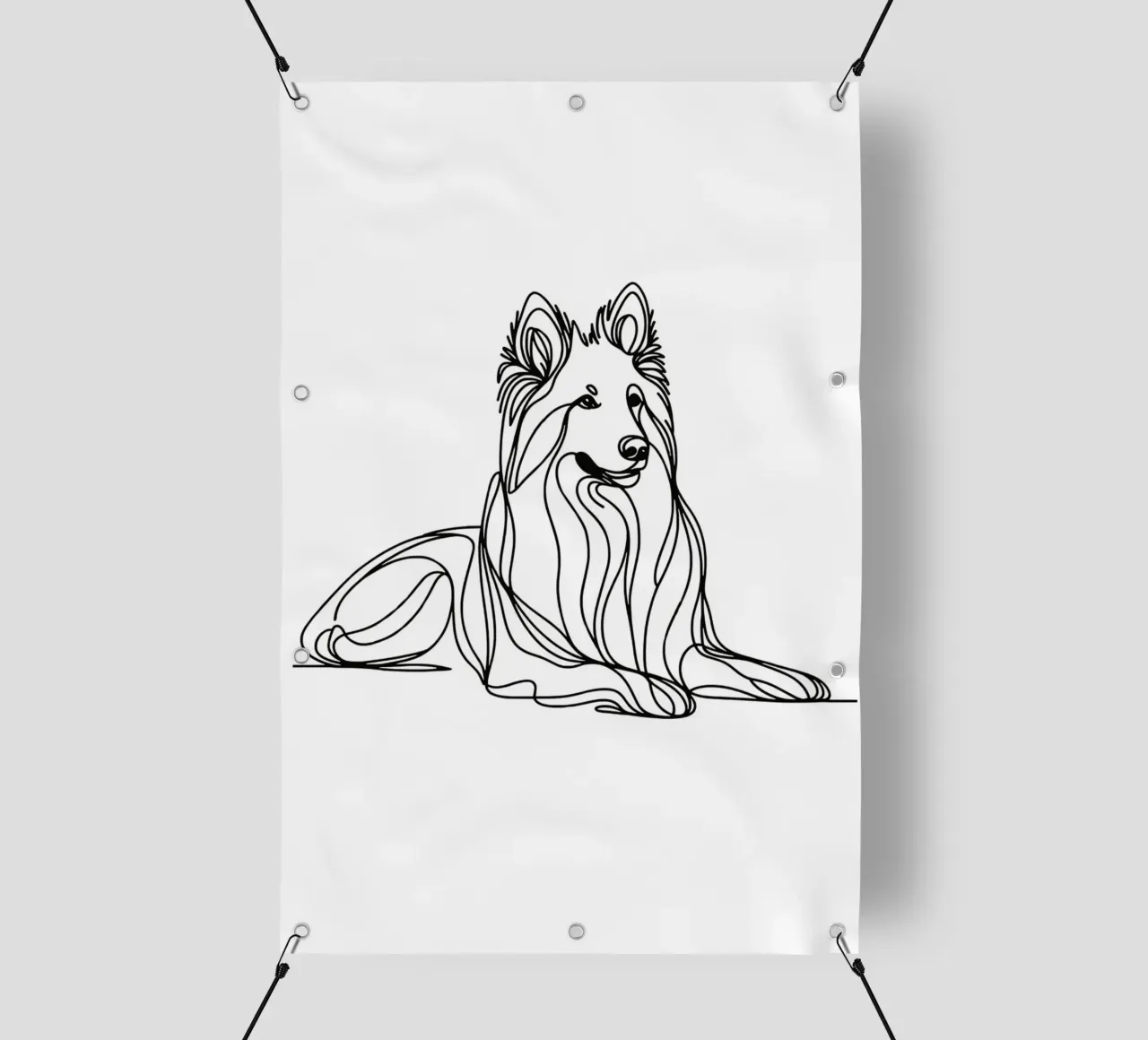 Chien de berger suisse blanc Dessin au trait bâche pvc de WijdevenDesign