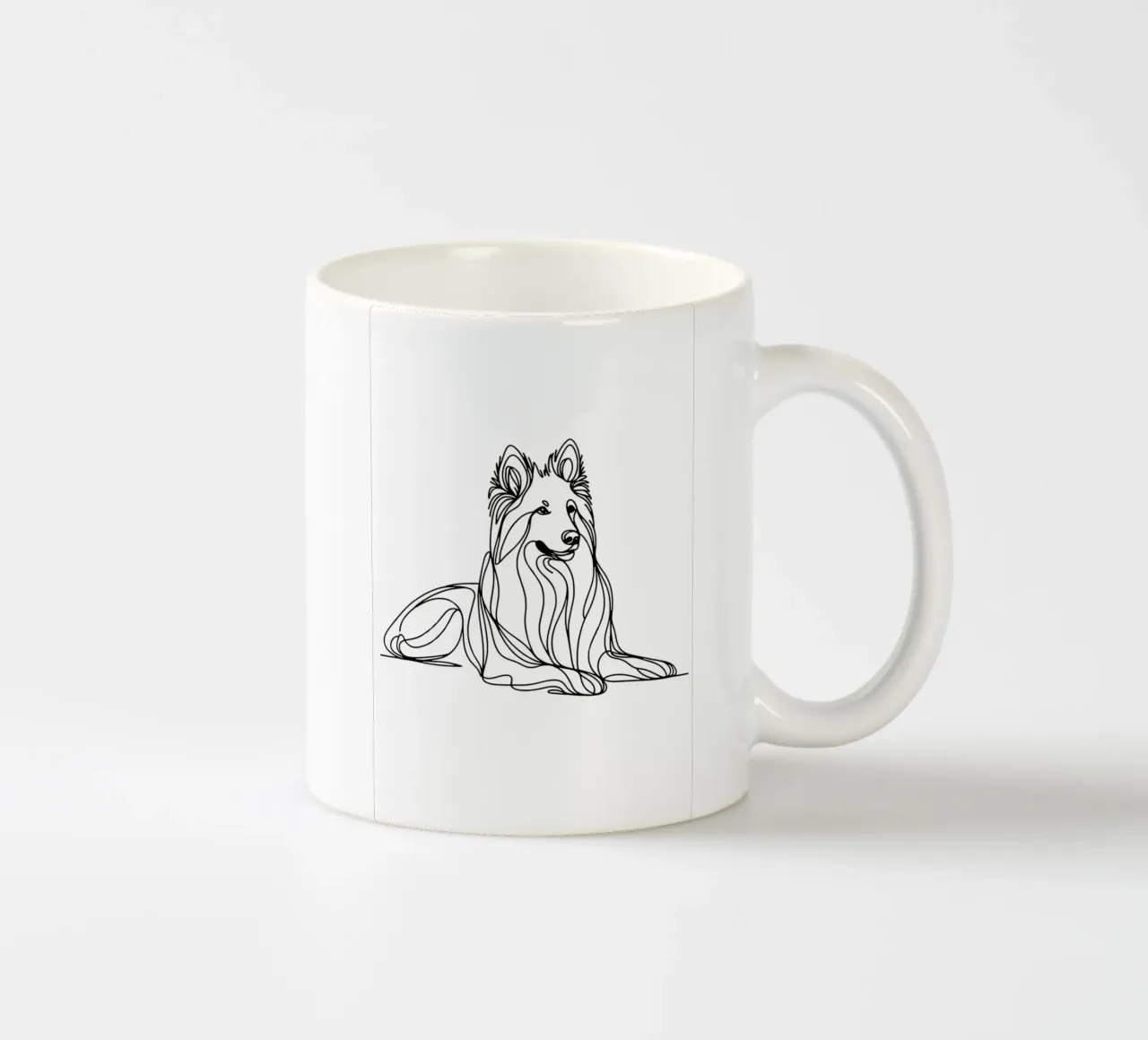 Witte Zwitserse Herdershond Lijntekening keramische mok van WijdevenDesign