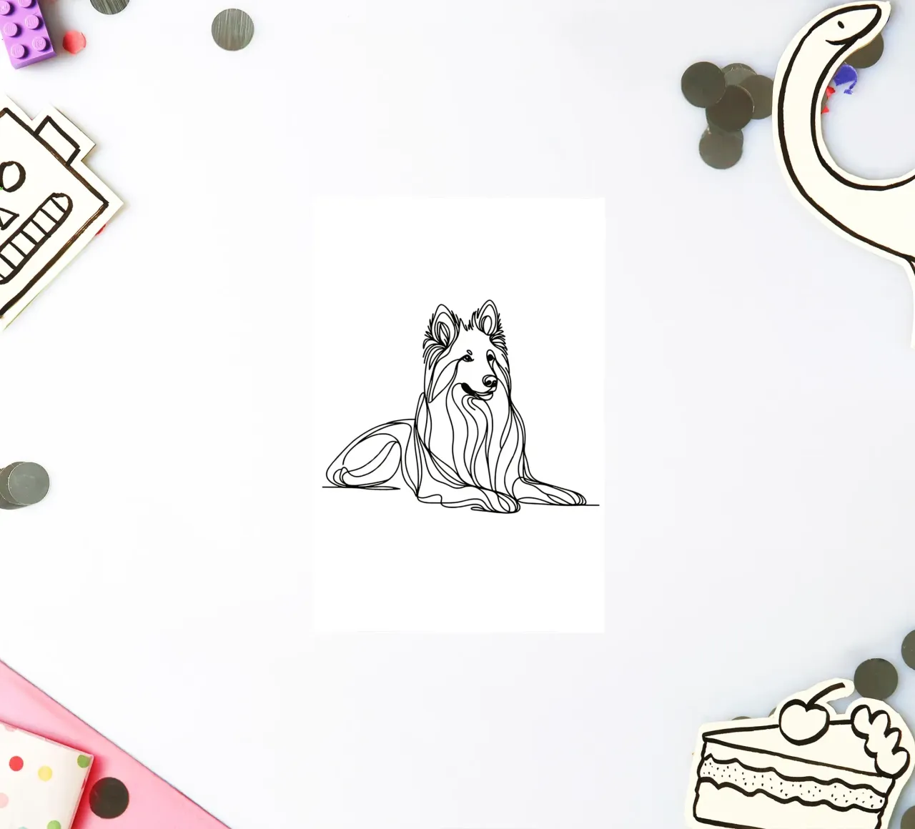 Chien de berger suisse blanc Dessin au trait autocollant de WijdevenDesign