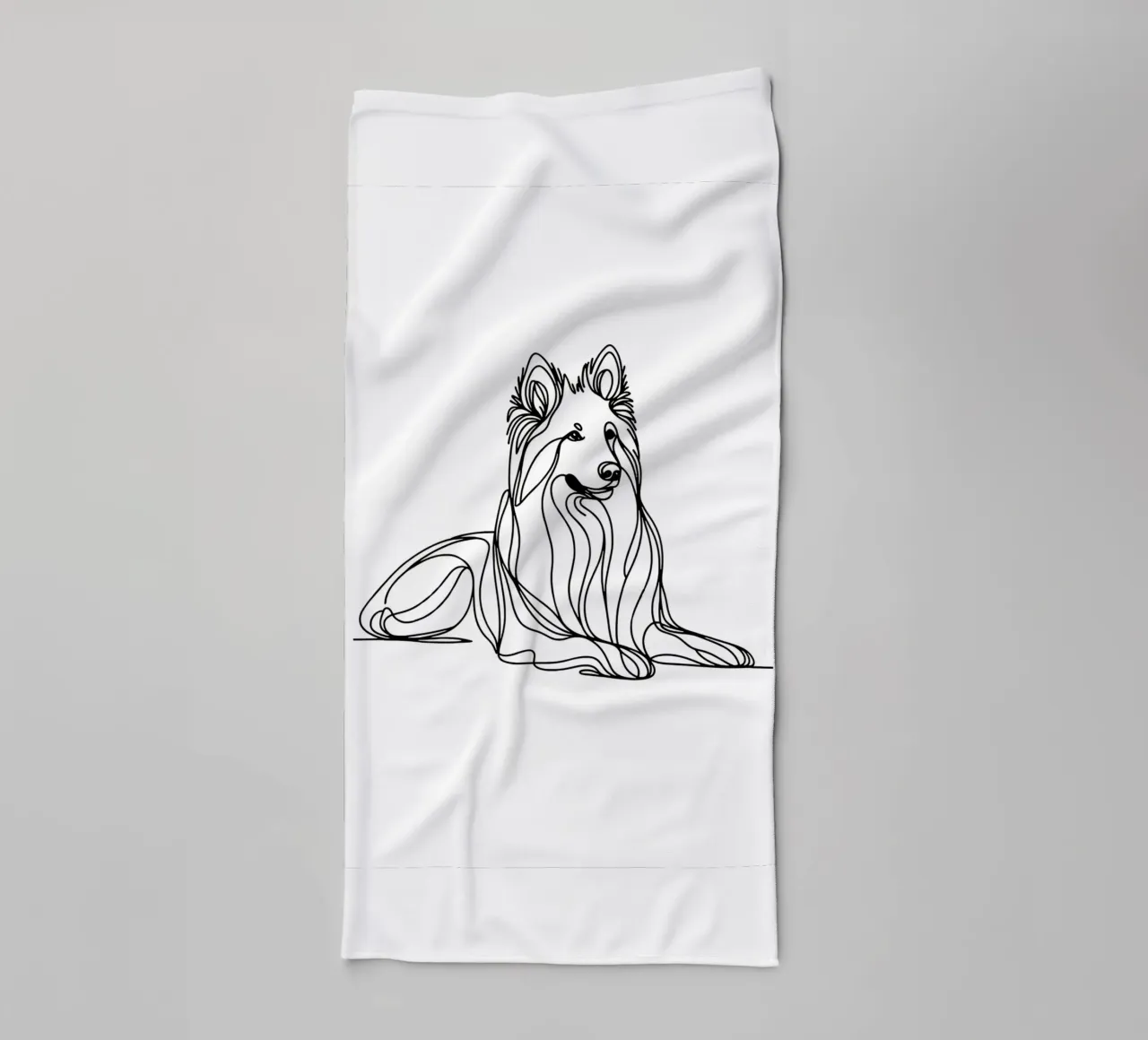 Witte Zwitserse Herdershond Lijntekening badhanddoek van WijdevenDesign