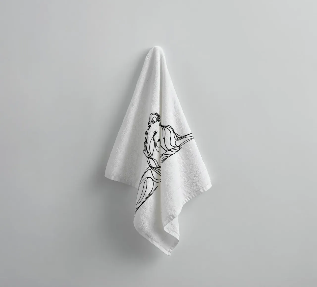 Witte Zwitserse Herdershond Lijntekening badhanddoek van WijdevenDesign