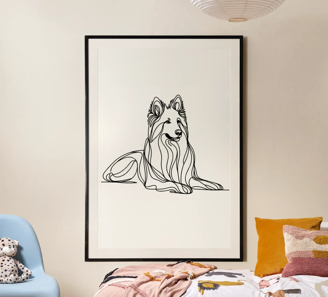 Chien de berger suisse blanc Dessin au trait hahnemühle de WijdevenDesign