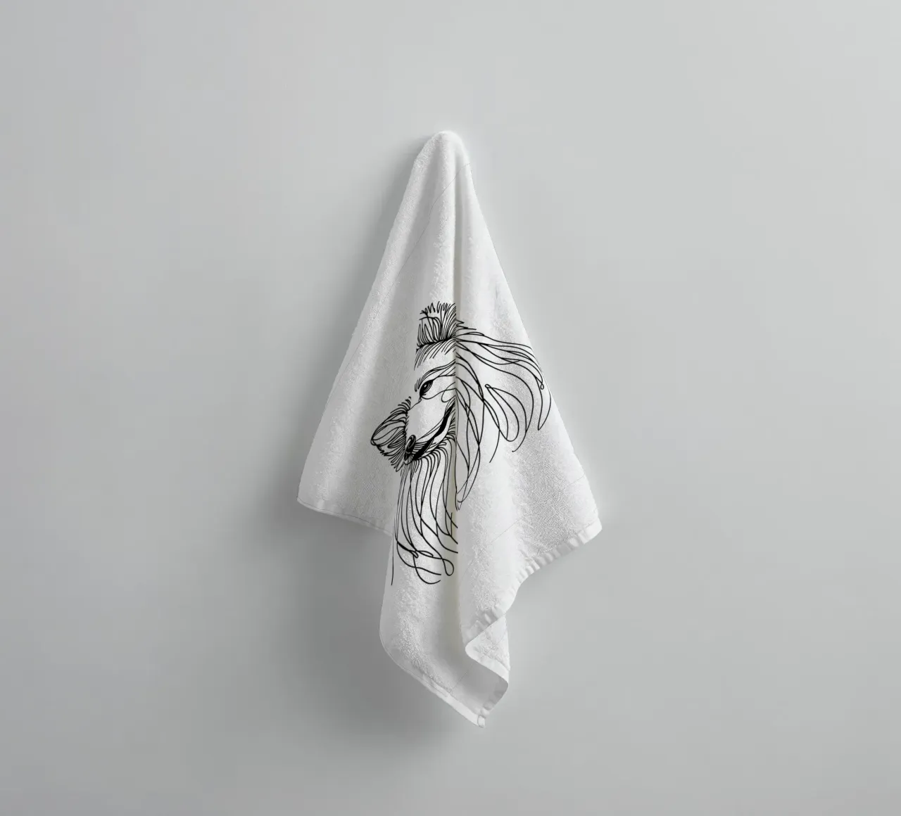 Chien de berger suisse blanc Dessin au trait serviette de bain de WijdevenDesign