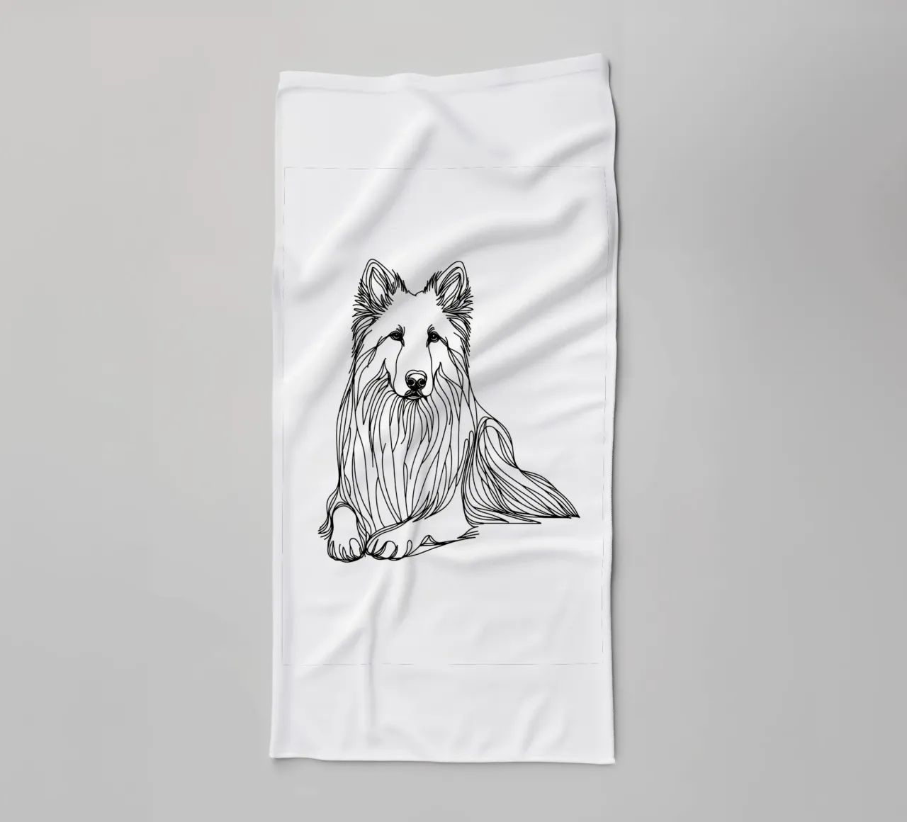 Chien de berger suisse blanc Dessin au trait serviette de bain de WijdevenDesign