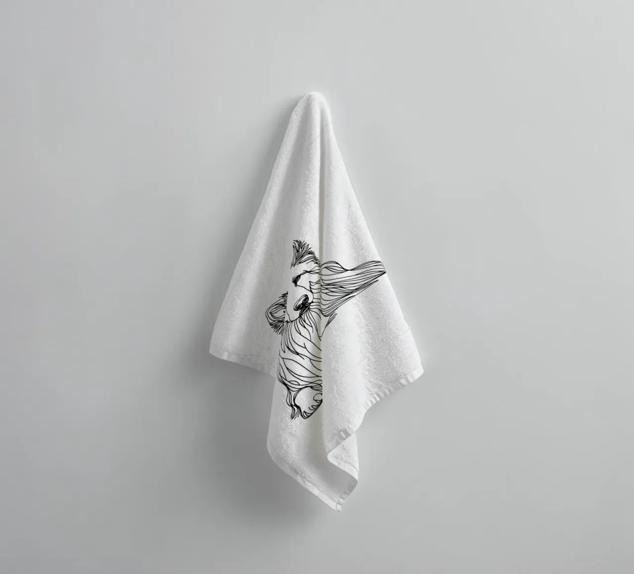 Chien de berger suisse blanc Dessin au trait serviette de bain de WijdevenDesign