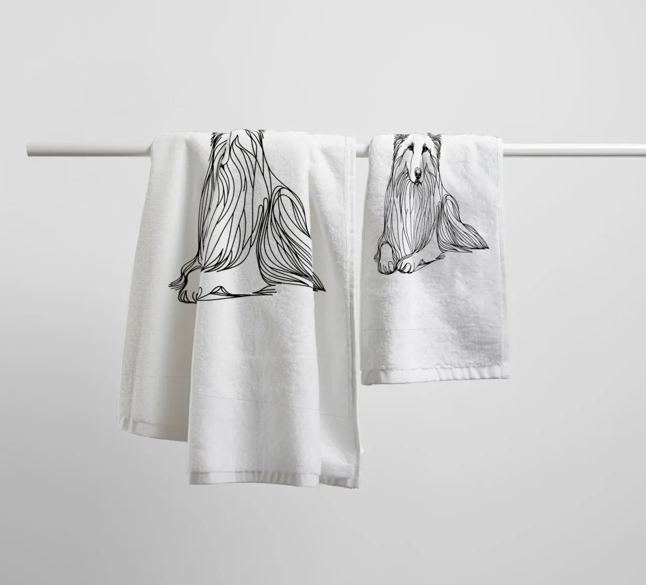 Chien de berger suisse blanc Dessin au trait serviette de bain de WijdevenDesign