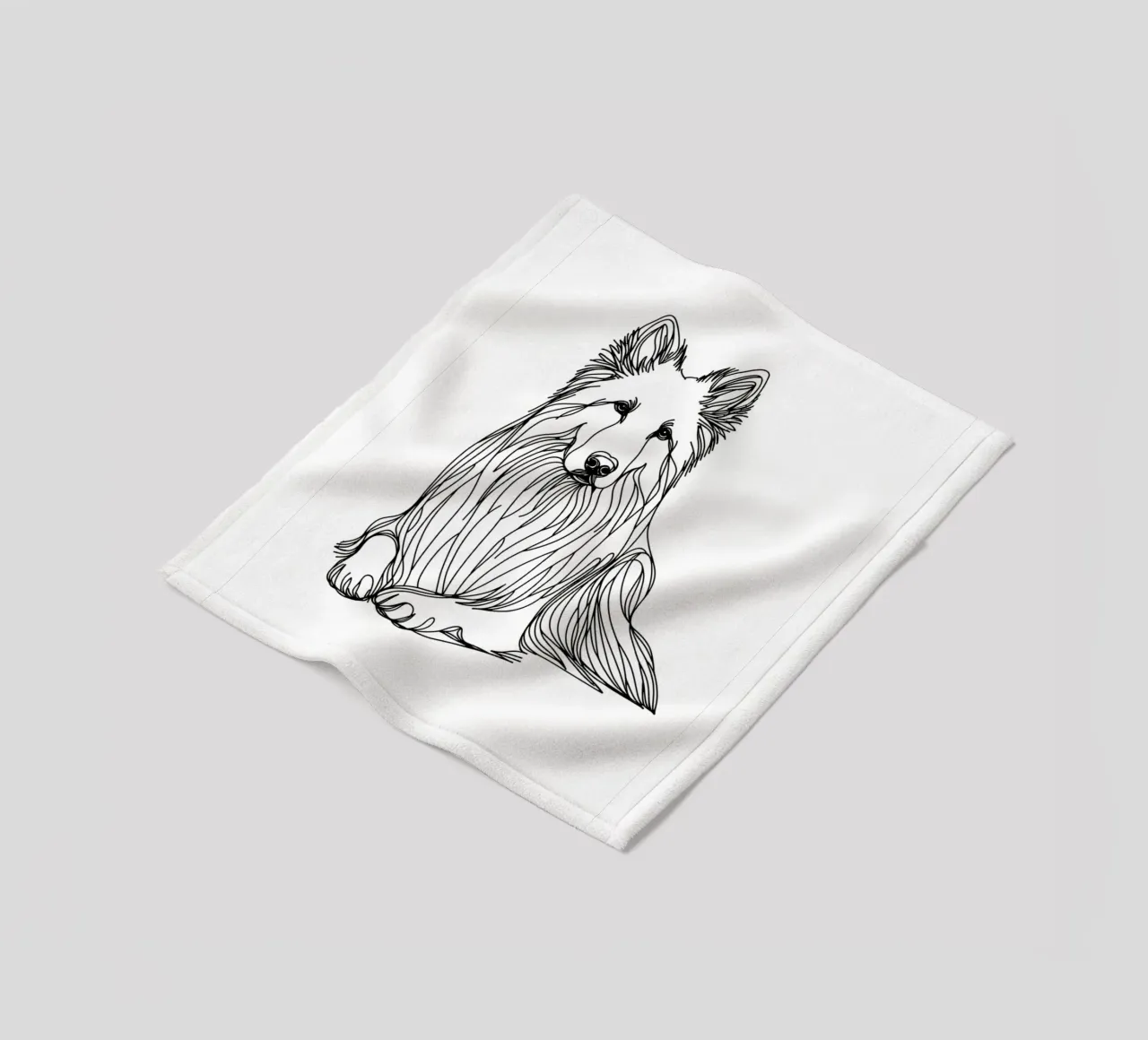 Chien de berger suisse blanc Dessin au trait plaid polaire de WijdevenDesign