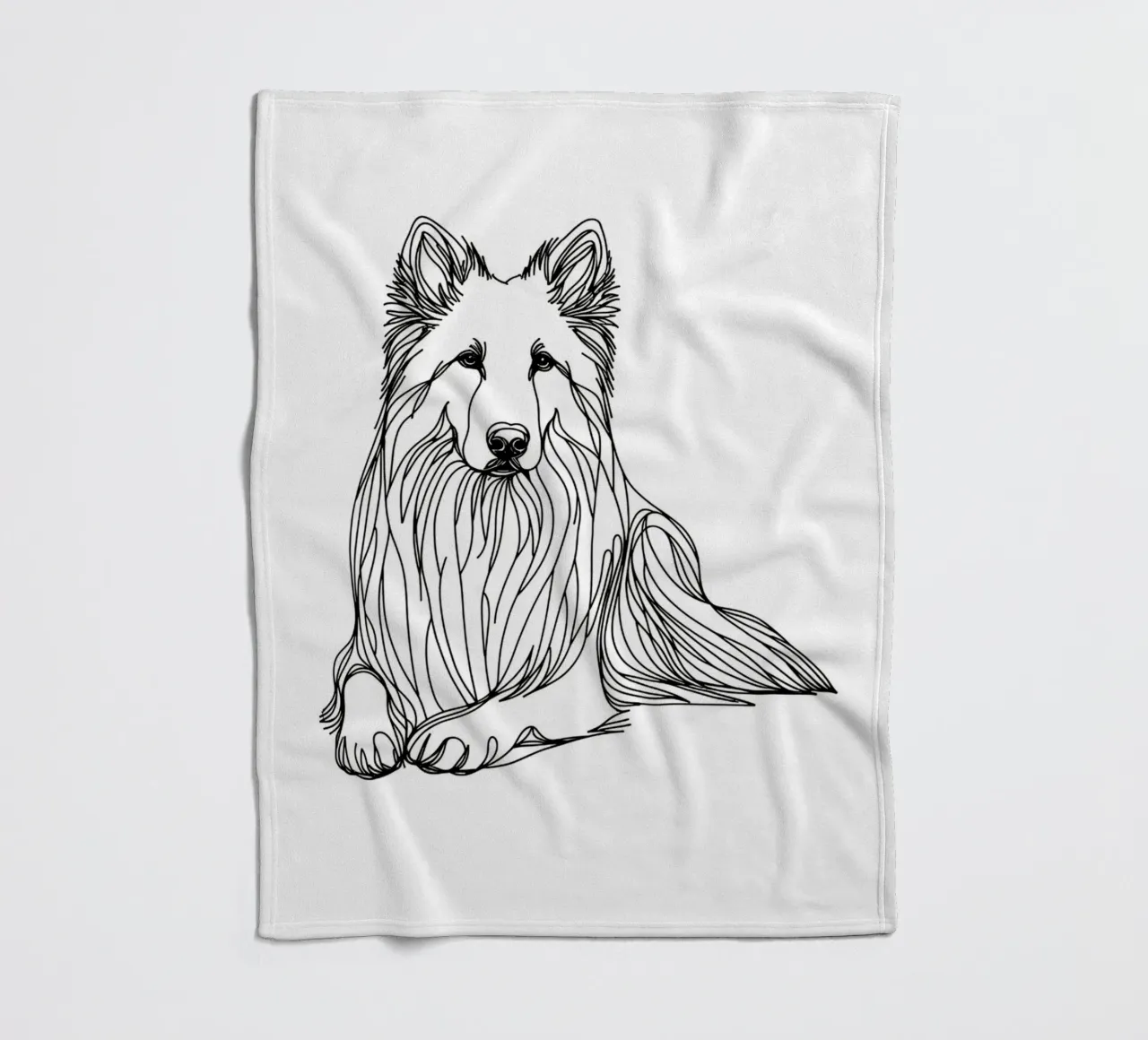 Chien de berger suisse blanc Dessin au trait plaid polaire de WijdevenDesign