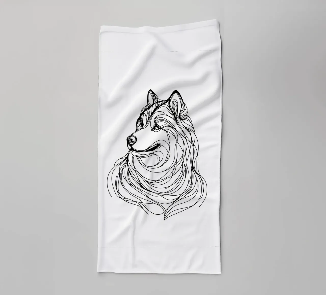 Chien Husky Sibérien Dessin au trait serviette de bain de WijdevenDesign