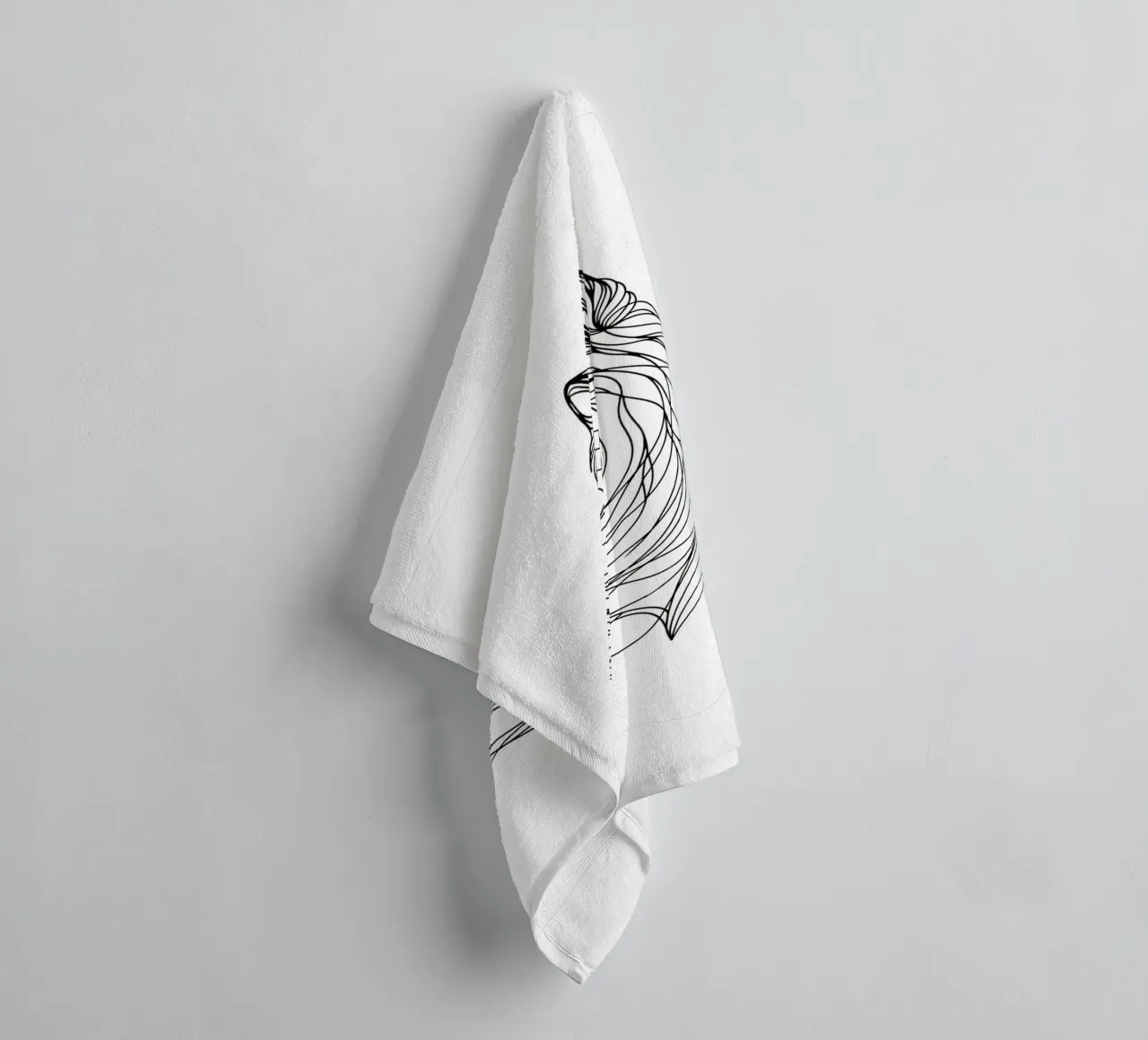 Chien Husky Sibérien Dessin au trait serviette de bain de WijdevenDesign