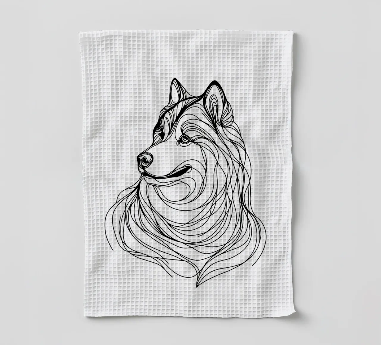 Chien Husky Sibérien Dessin au trait torchon de WijdevenDesign