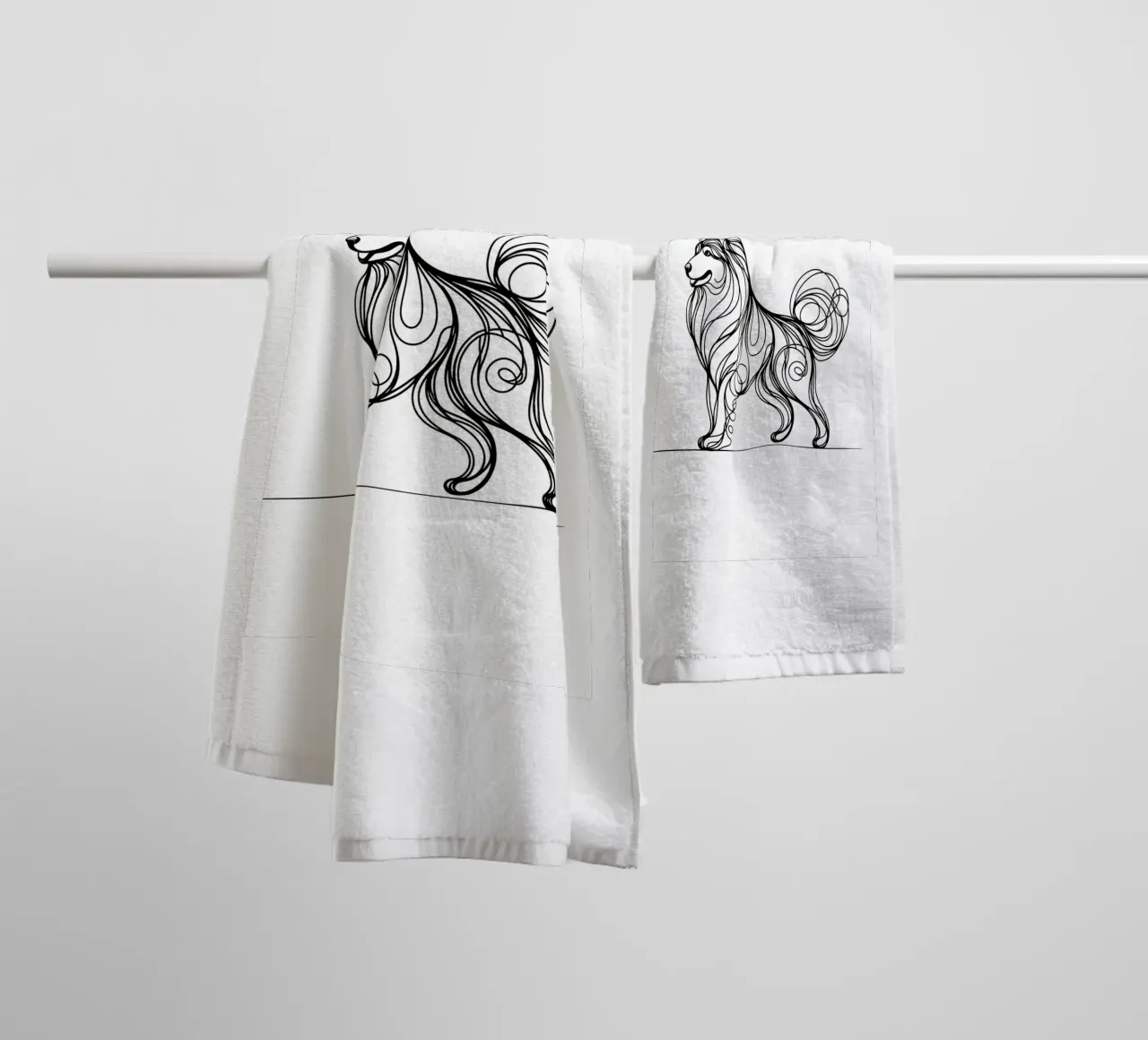 Chien Husky Sibérien Dessin au trait serviette de bain de WijdevenDesign