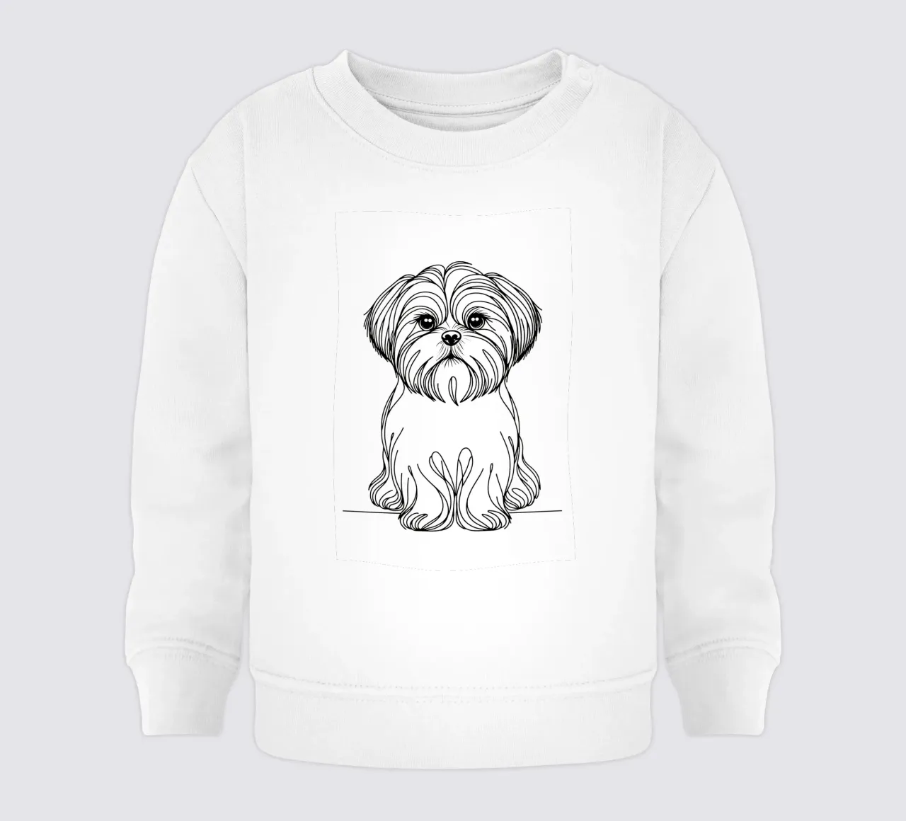 Disegno artistico lineare del cane Shih Tzu felpa neonato da WijdevenDesign
