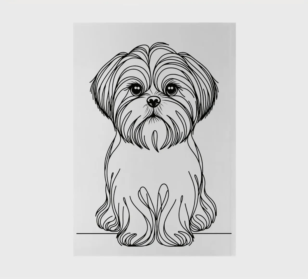 Shih Tzu Dog Line Art Drawing notebook by WijdevenDesign