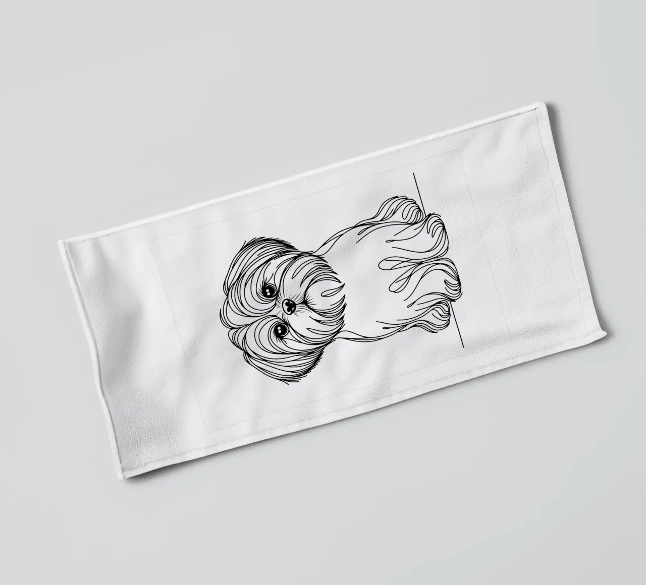 Shih Tzu Dog Line Art Drawing towel by WijdevenDesign