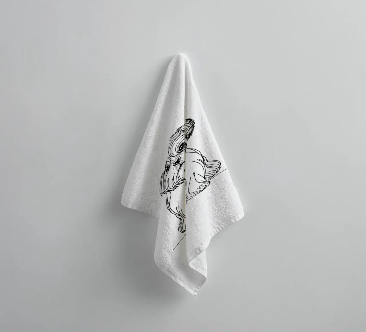 Shih Tzu Dog Line Art Drawing towel by WijdevenDesign