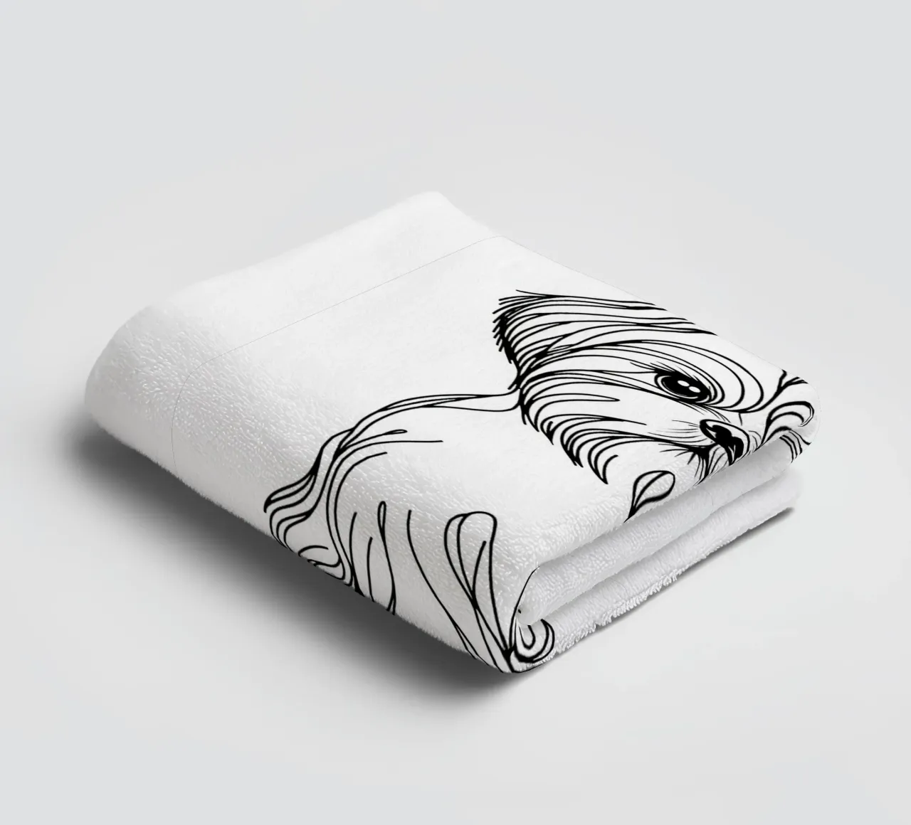 Shih Tzu Dog Line Art Drawing towel by WijdevenDesign