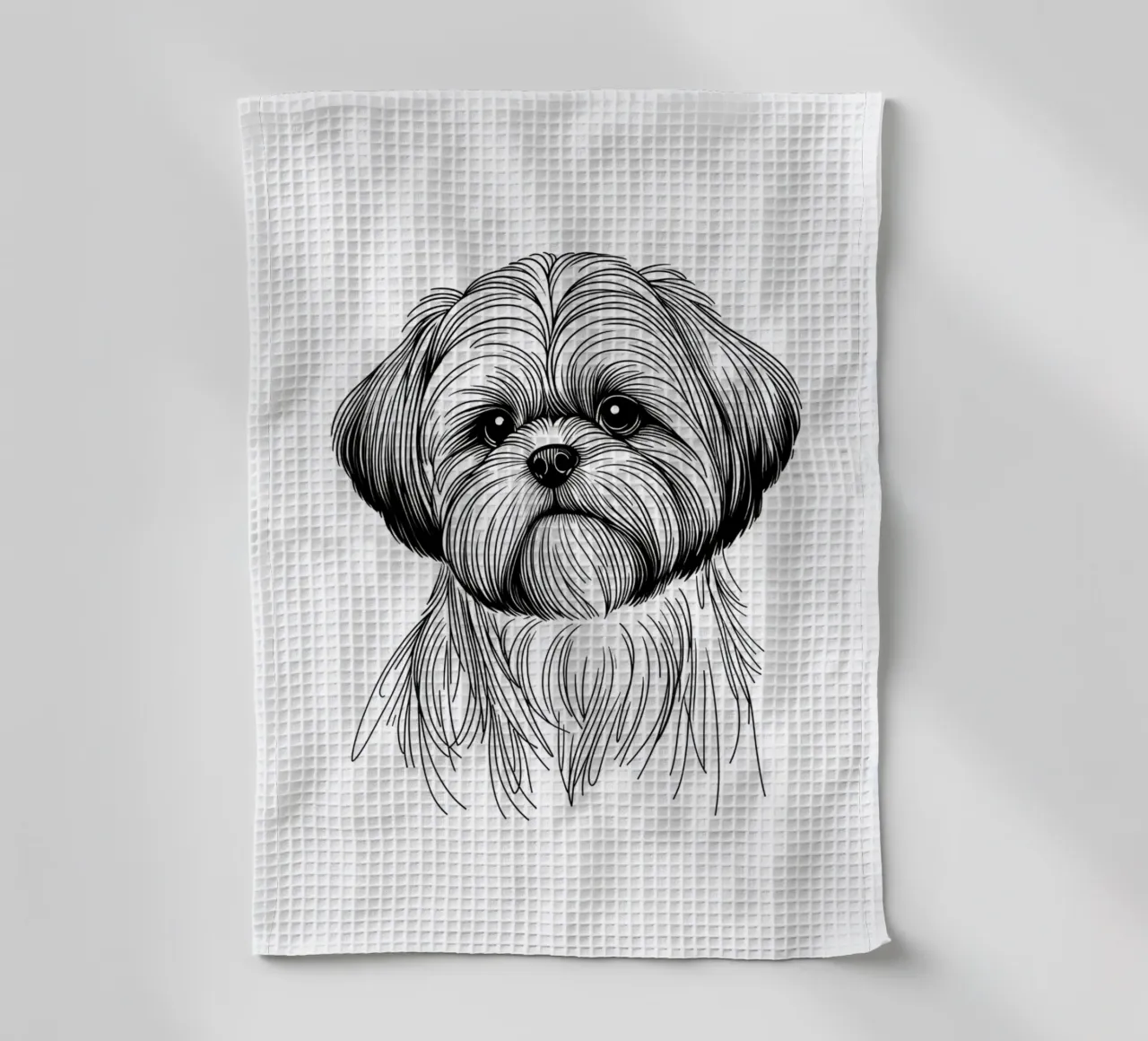 Shih Tzu Dog Line Art Drawing torchon de WijdevenDesign