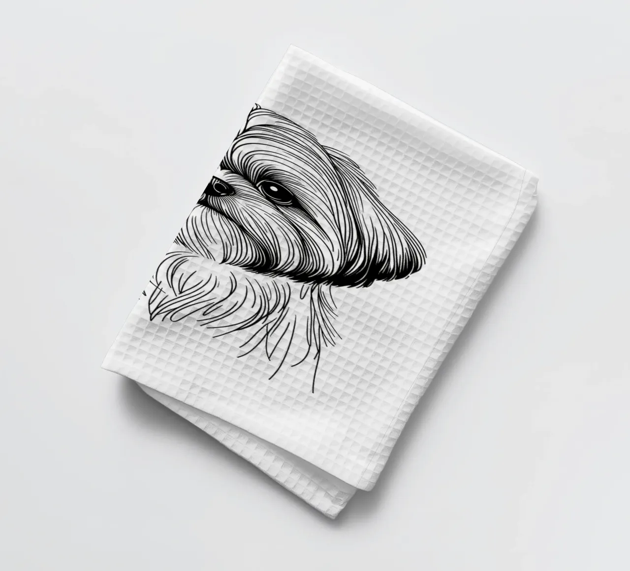 Shih Tzu Dog Line Art Drawing torchon de WijdevenDesign