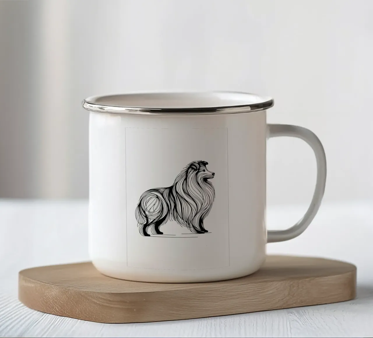 Chien de berger des Shetland | Sheltie Dog Dessin au trait mug en émail de WijdevenDesign