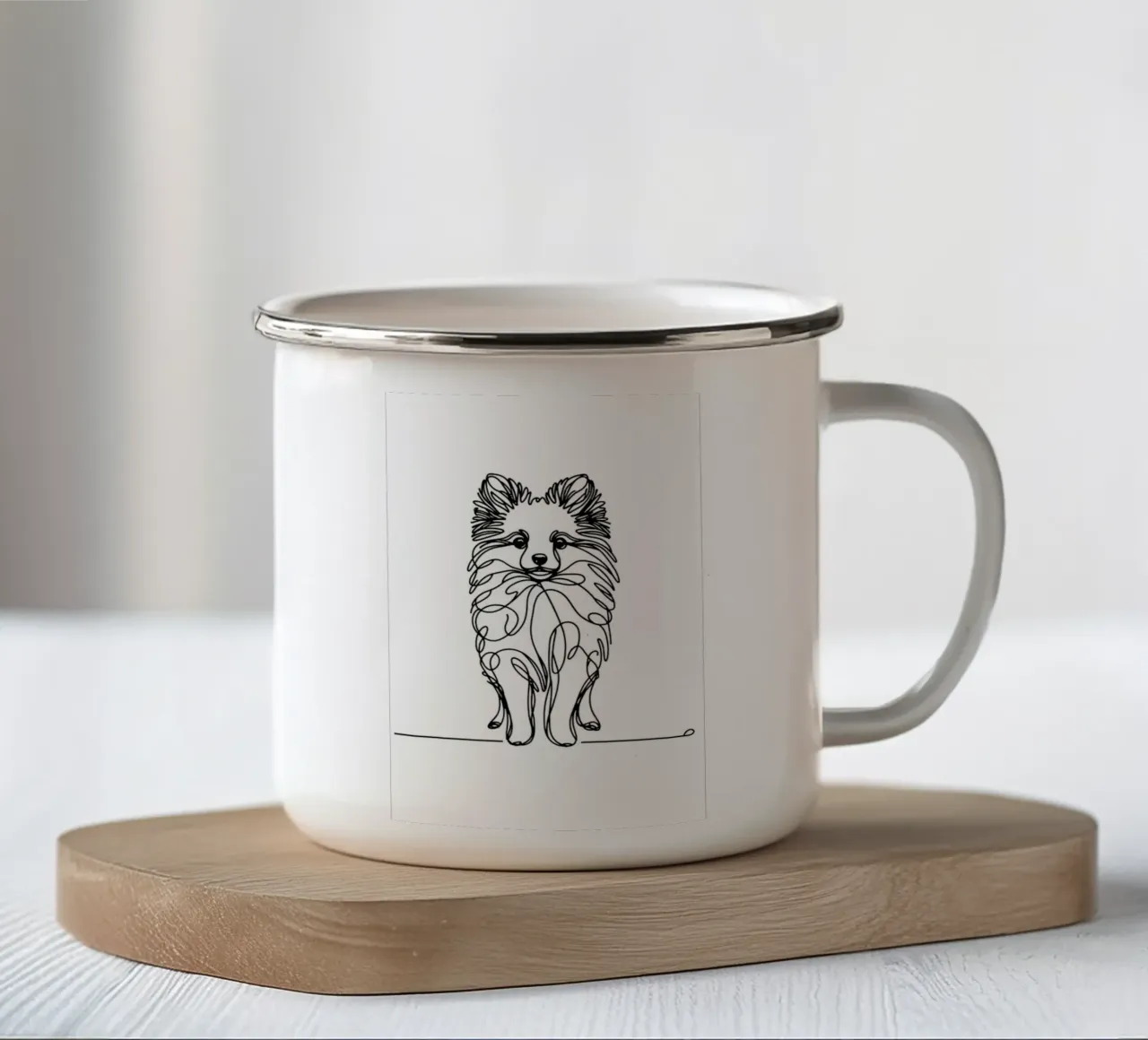 Disegno artistico lineare del cane Schipperke tazza in smalto da WijdevenDesign