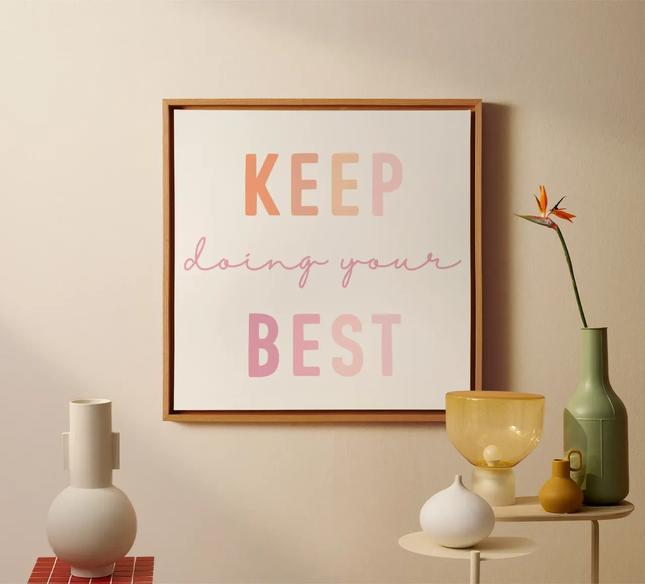 Gib weiterhin dein Bestes Positives Zitat Leinwand von Little Lola