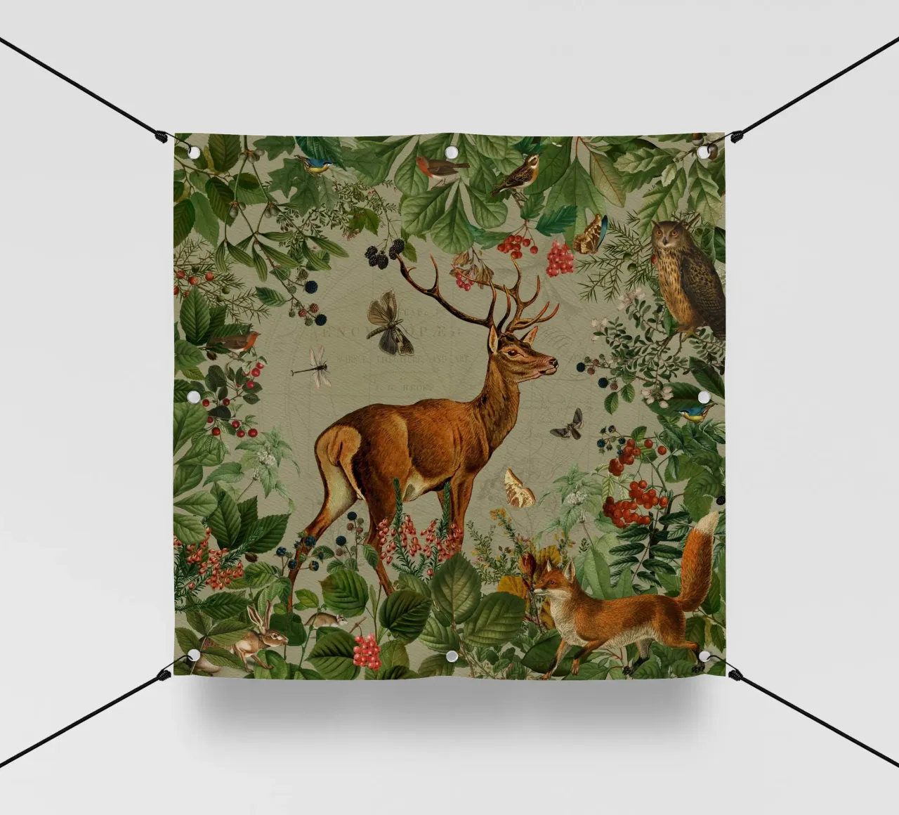 Amici del bosco mistico vintage nella foresta autunnale telo in pvc da Vintage World - Uta Naumann