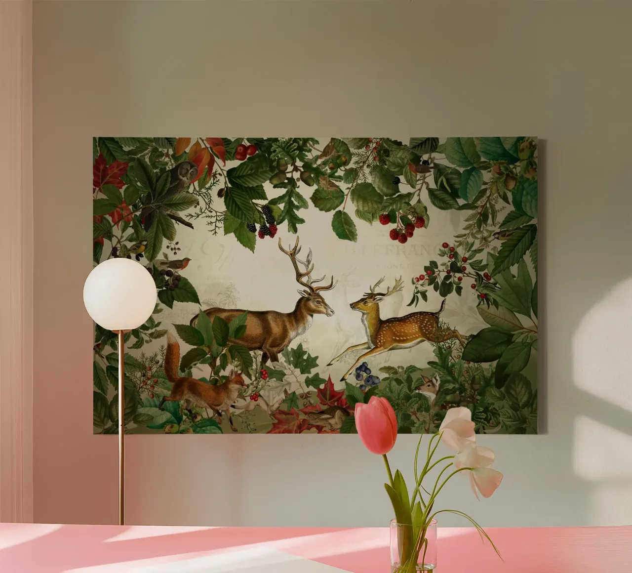 Vintage Mystic Woodland Friends in Autumnal Forest 2 tela con Cornice a cassetta da Vintage World - Uta Naumann