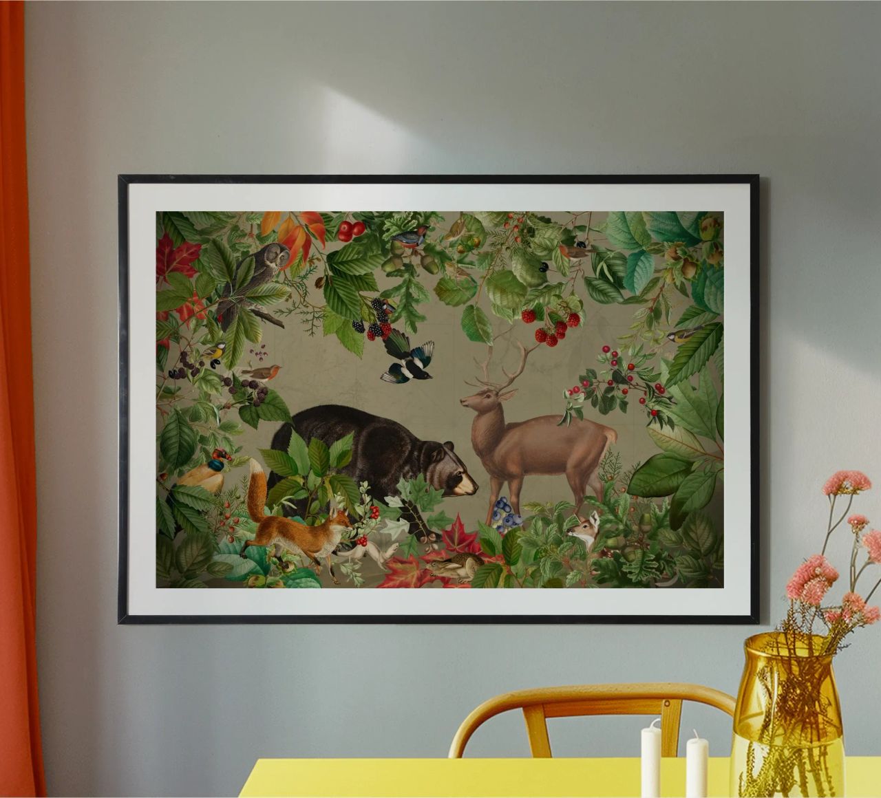 Vintage Mystic Woodland Friends In Autumnal Forest (Amis des bois mystiques dans une forêt automnale) 4 poster de Vintage World - Uta Naumann