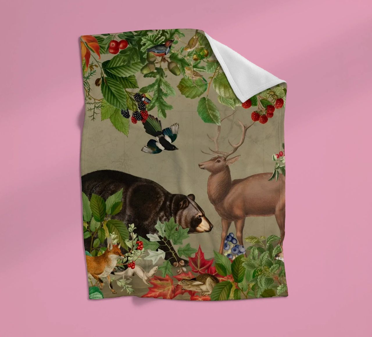 Vintage Mystic Woodland Friends In Autumnal Forest 4 coperta in pile da Vintage World - Uta Naumann