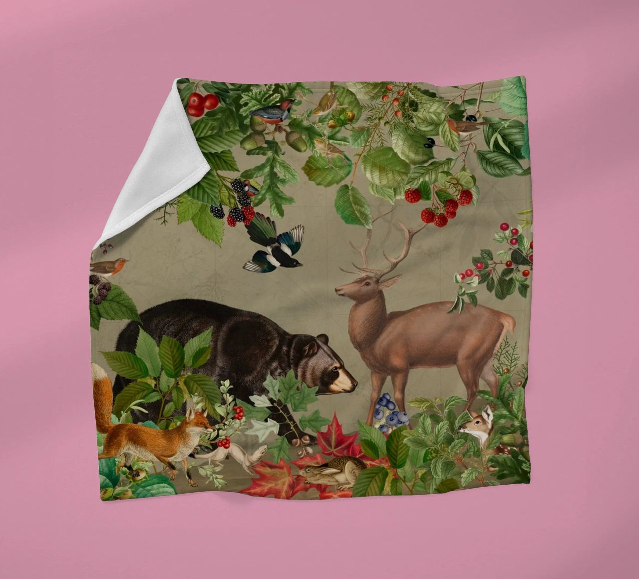 Vintage Mystic Woodland Friends In Autumnal Forest 4 coperta in pile da Vintage World - Uta Naumann