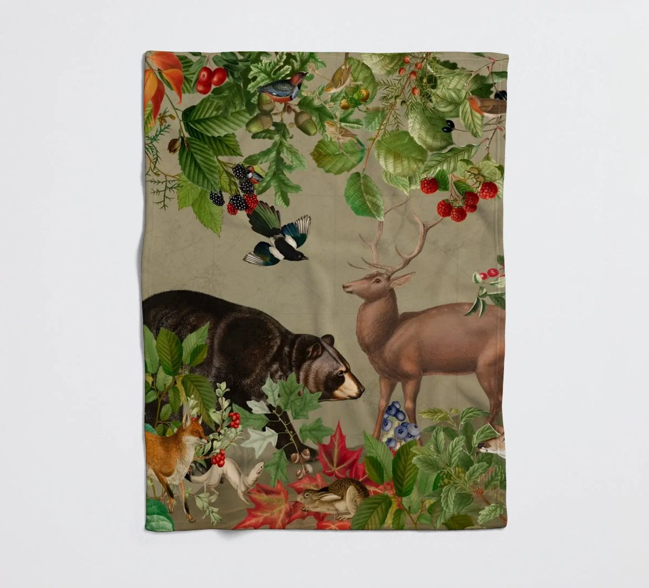 Vintage Mystic Woodland Friends In Autumnal Forest 4 coperta in pile da Vintage World - Uta Naumann