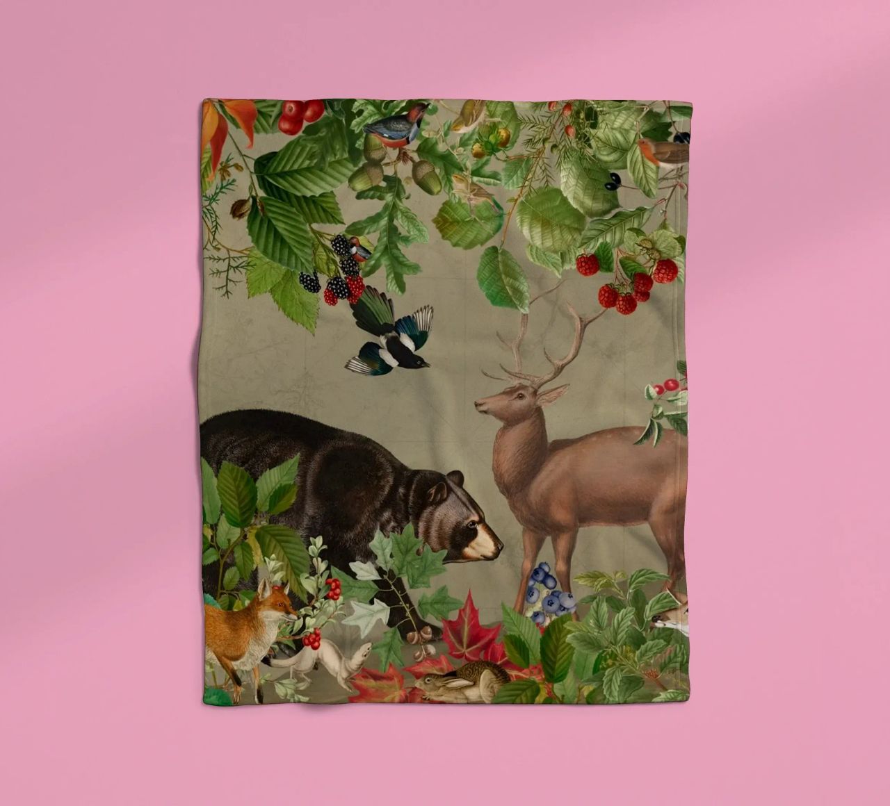 Vintage Mystic Woodland Friends In Autumnal Forest 4 coperta in pile da Vintage World - Uta Naumann