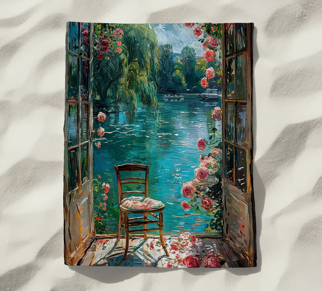 Henri Matisse inspires "Framed Serenity beach towel by ArtByNiki